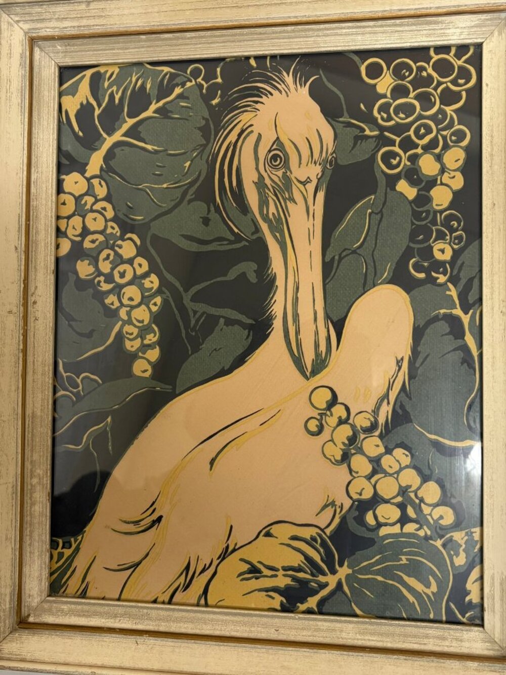 VINTAGE UNIQUE PRINT OF PELICAN WITH ORIGINAL FRAME Shabby chic - Picture 2 of 5